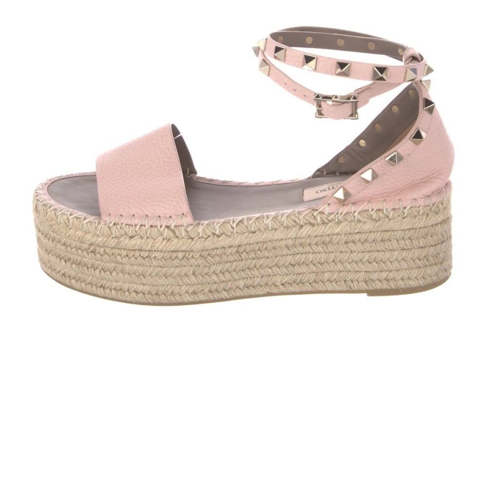 real Valentino Pink Espadrille Platform Sandals